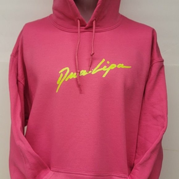 Dua Lipa Pink Pullover Hoodie with colored Print. - Picture 1 of 6